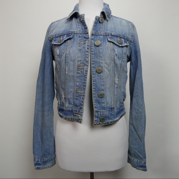 American Eagle Outfitters Jackets & Blazers - American Eagle Studded Distressed Denim Jacket
